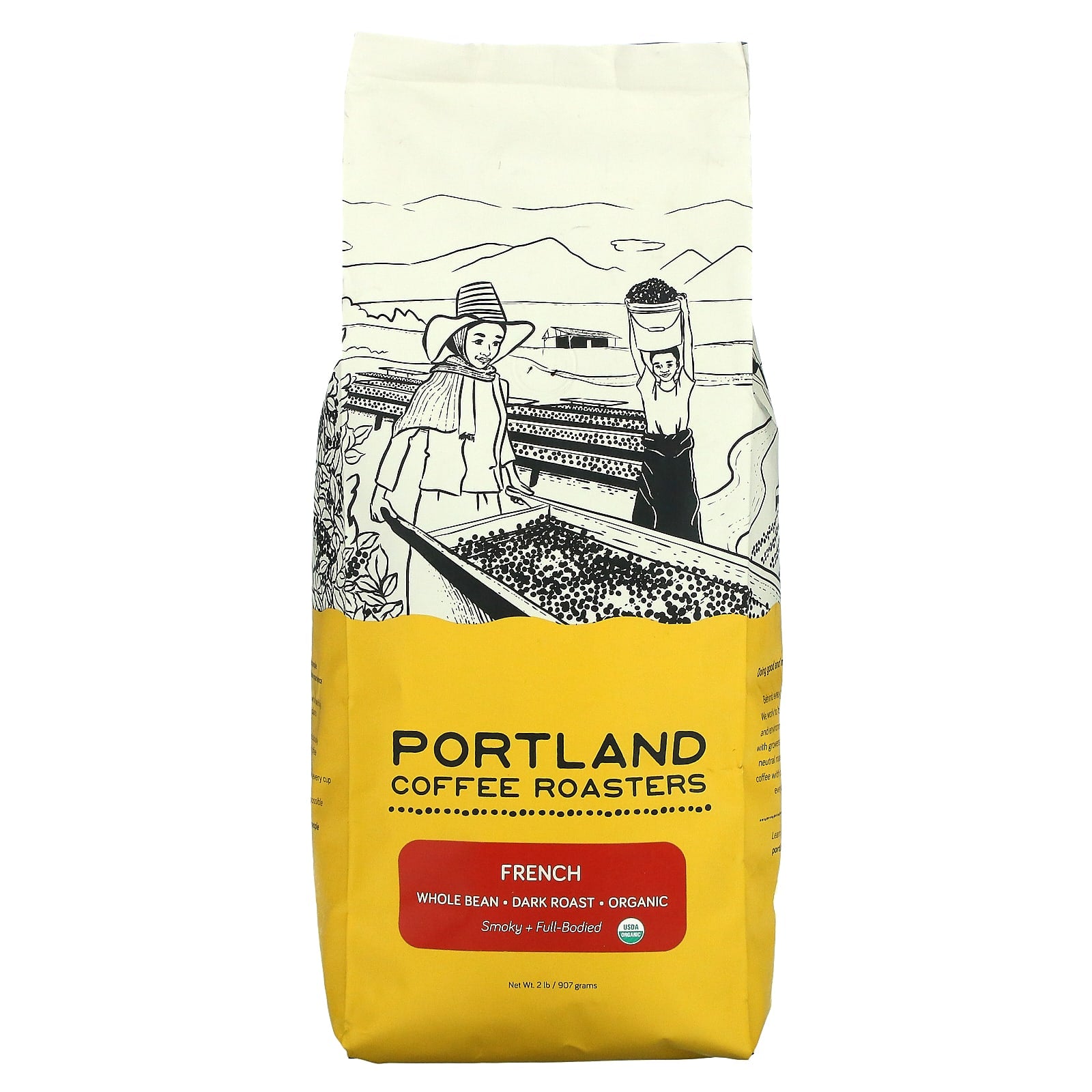 Portland Coffee Roasters-Organic Coffee-Whole Bean-Dark Roast-French-2 lb (907 g)