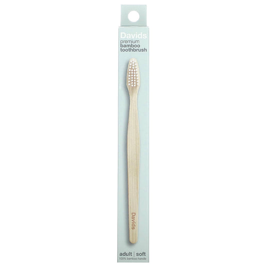 Davids Natural Toothpaste-Premium Bamboo Toothbrush- Soft-Adult-1 Toothbrush