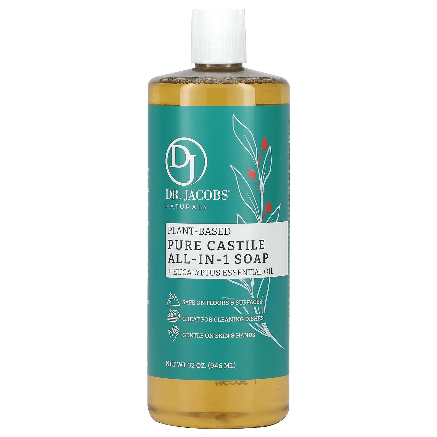 Dr. Jacobs Naturals-Plant-Based Pure Castile All-In-1 Soap-Eucalyptus Essential Oil-32 oz (946 ml)