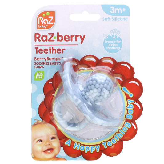 RaZbaby-RaZ-berry Teether-3 Months+-Blue-1 Count