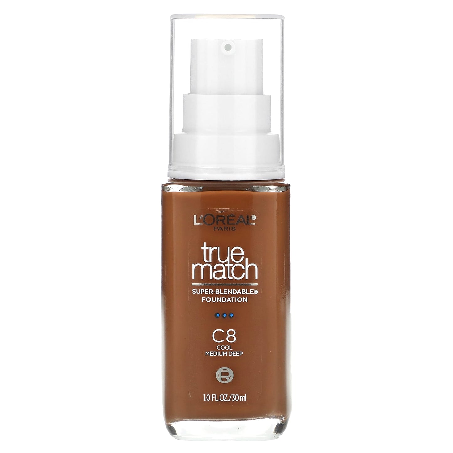 L'Oréal-True Match-Super-Blendable Foundation-C8-Cool Medium Deep-1 fl oz (30 ml)