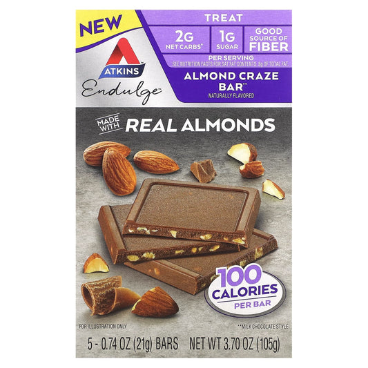 Atkins-Endulge-Almond Craze Bar-5 Bars-0.74 oz (21 g) Each