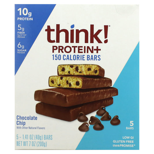 Think !-Protein+ 150 Calorie Bars-Chocolate Chip-5 Bars-1.41 oz (40 g) Each