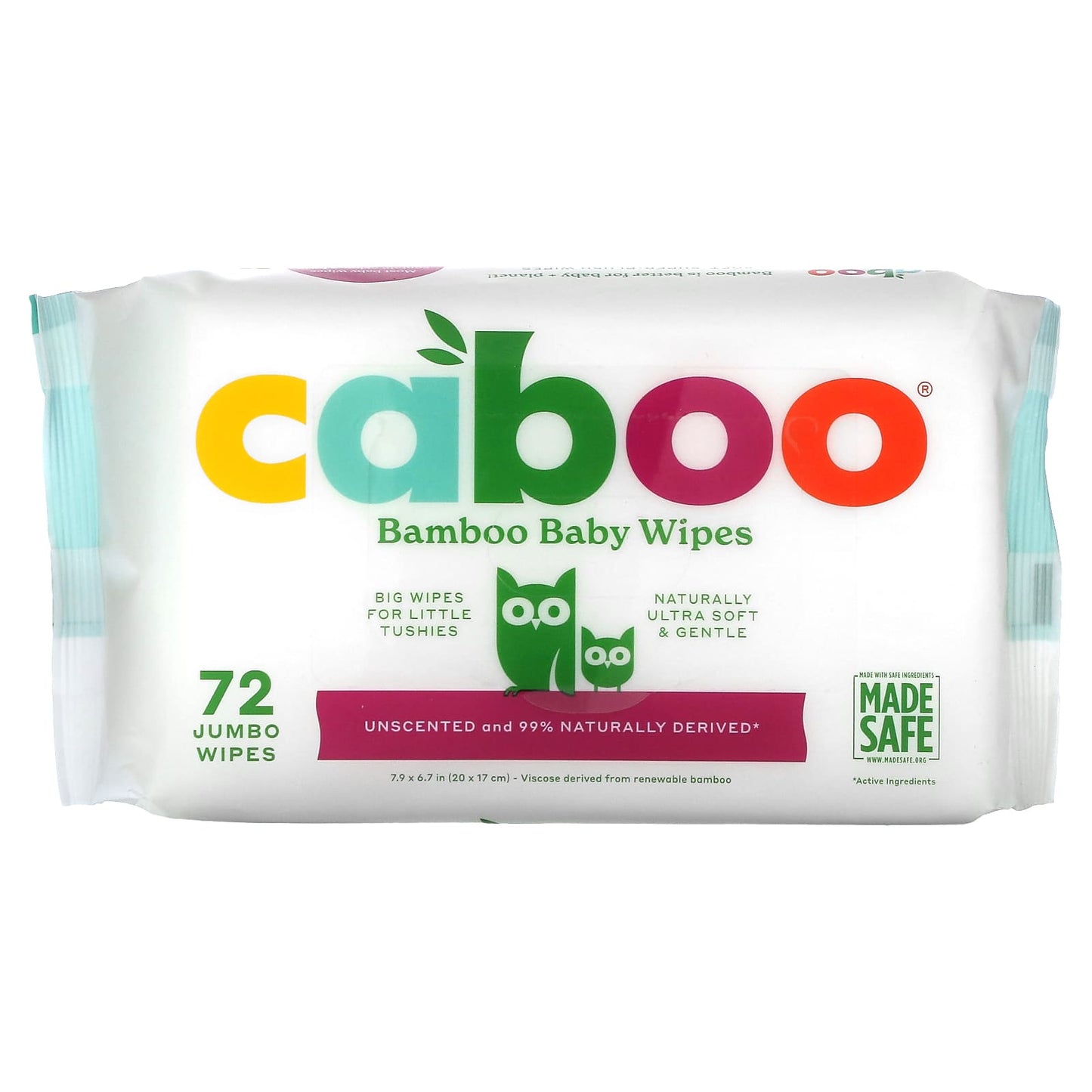 Caboo-Bamboo Baby Wipes-Unscented -72 Jumbo Wipes