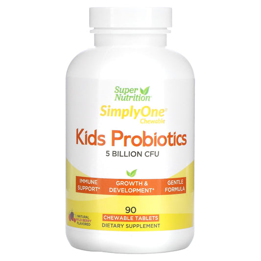 Super Nutrition-Kid’s Probiotics-Wild Berry Flavor-5 Billion CFU-90 Chewable Tablets