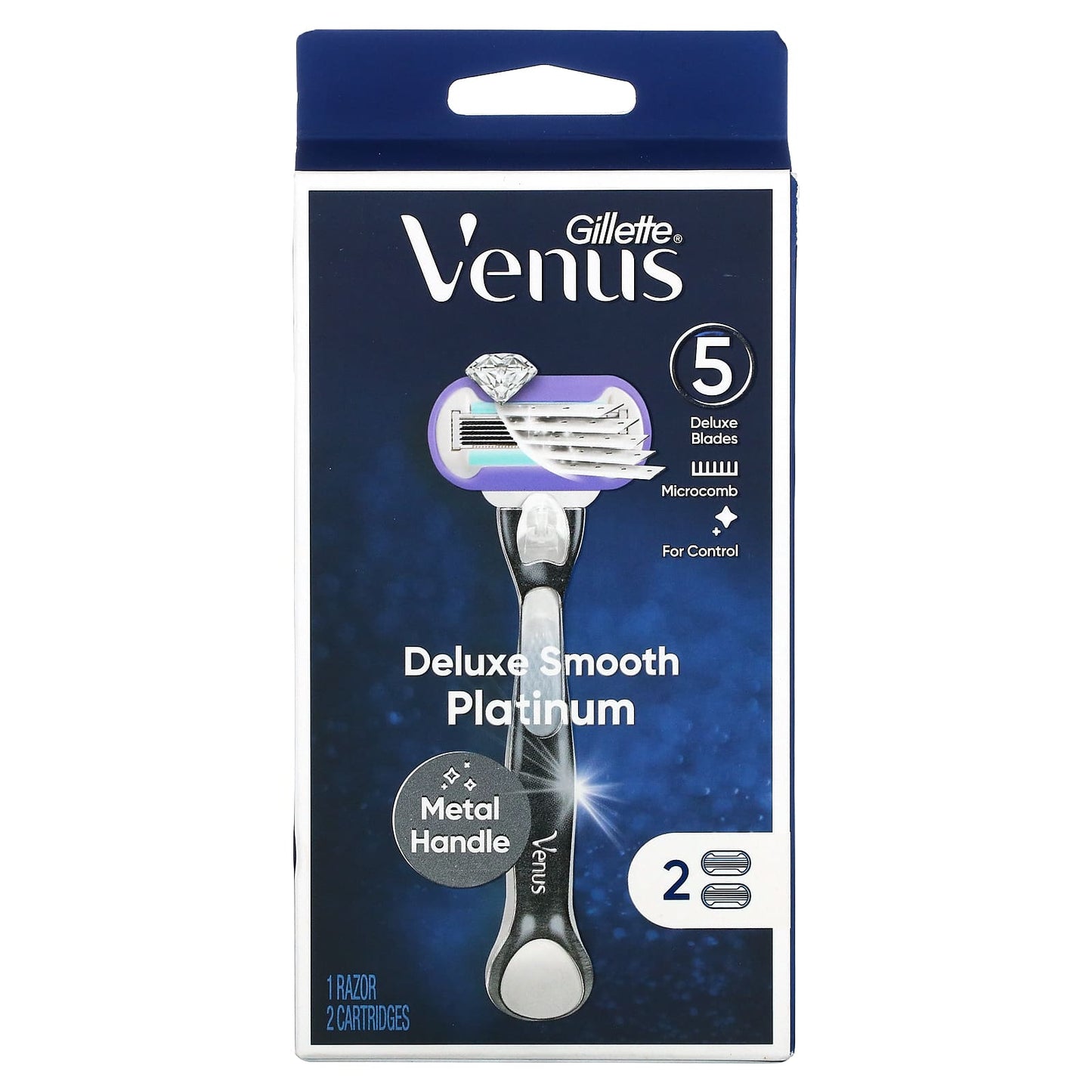 Gillette-Venus-Deluxe Smooth Platinum-1 Razor-2 Cartridges