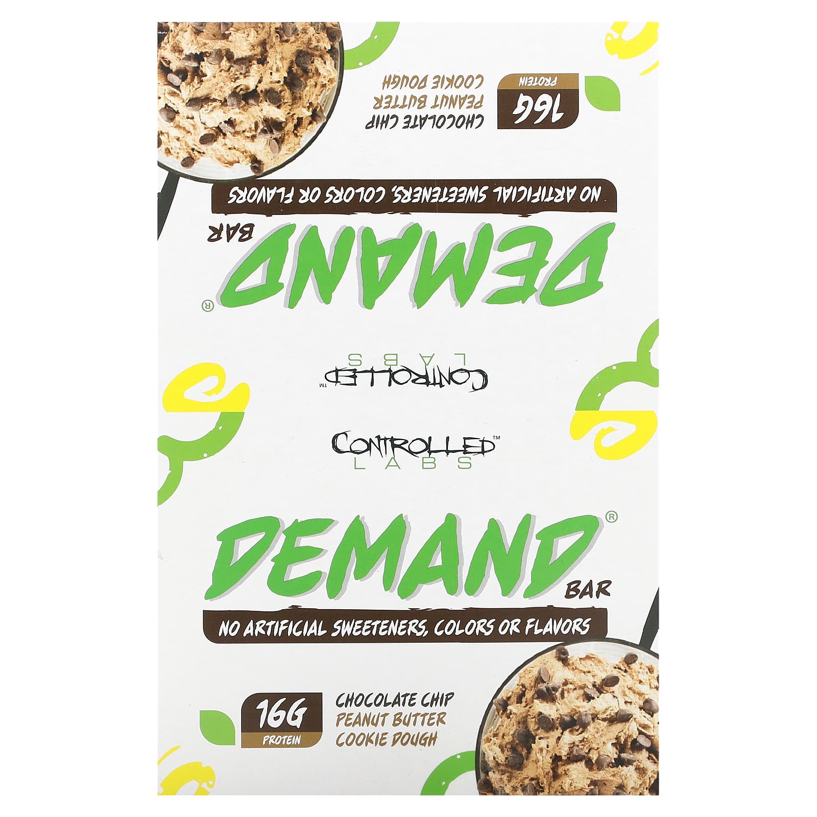 Controlled Labs-Demand Bar-Chocolate Chip-Peanut Butter Cookie Dough-12 Bars-2.12 oz (60 g) Each