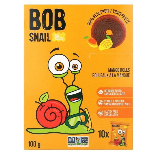 Bob Snail-Fruit Rolls-Mango-10 Rolls-0.35 oz (10 g) Each