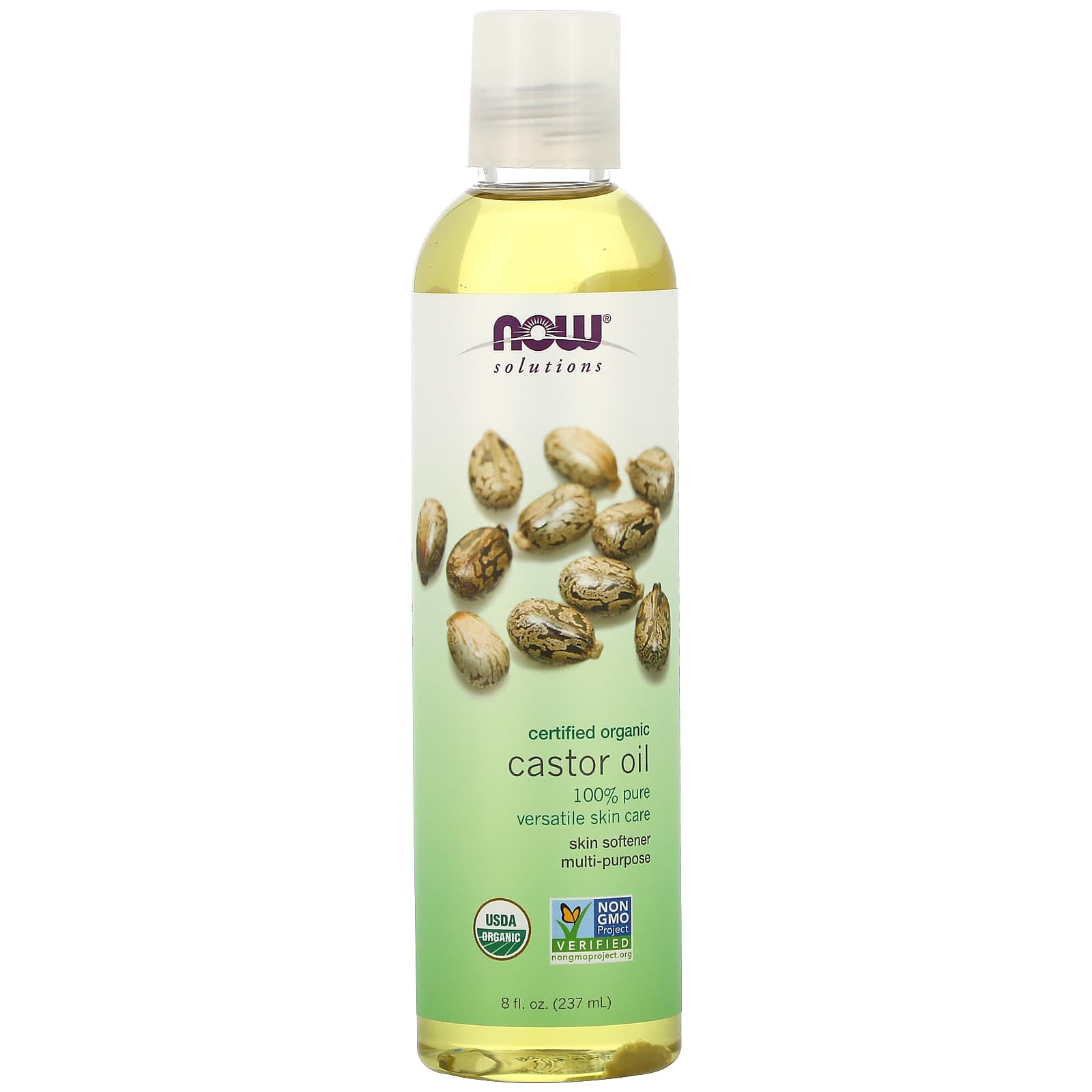 NOW Foods-Solutions-Certified Organic Castor Oil-8 fl oz (237 ml)