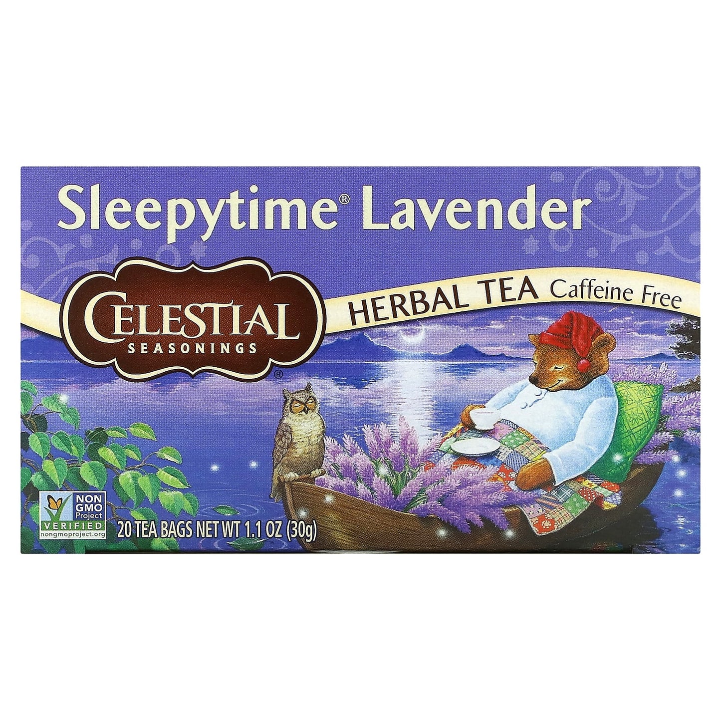 Celestial Seasonings-Herbal Tea-Sleepytime Lavender-Caffeine Free -20 Tea Bags-1.1 oz (30 g)