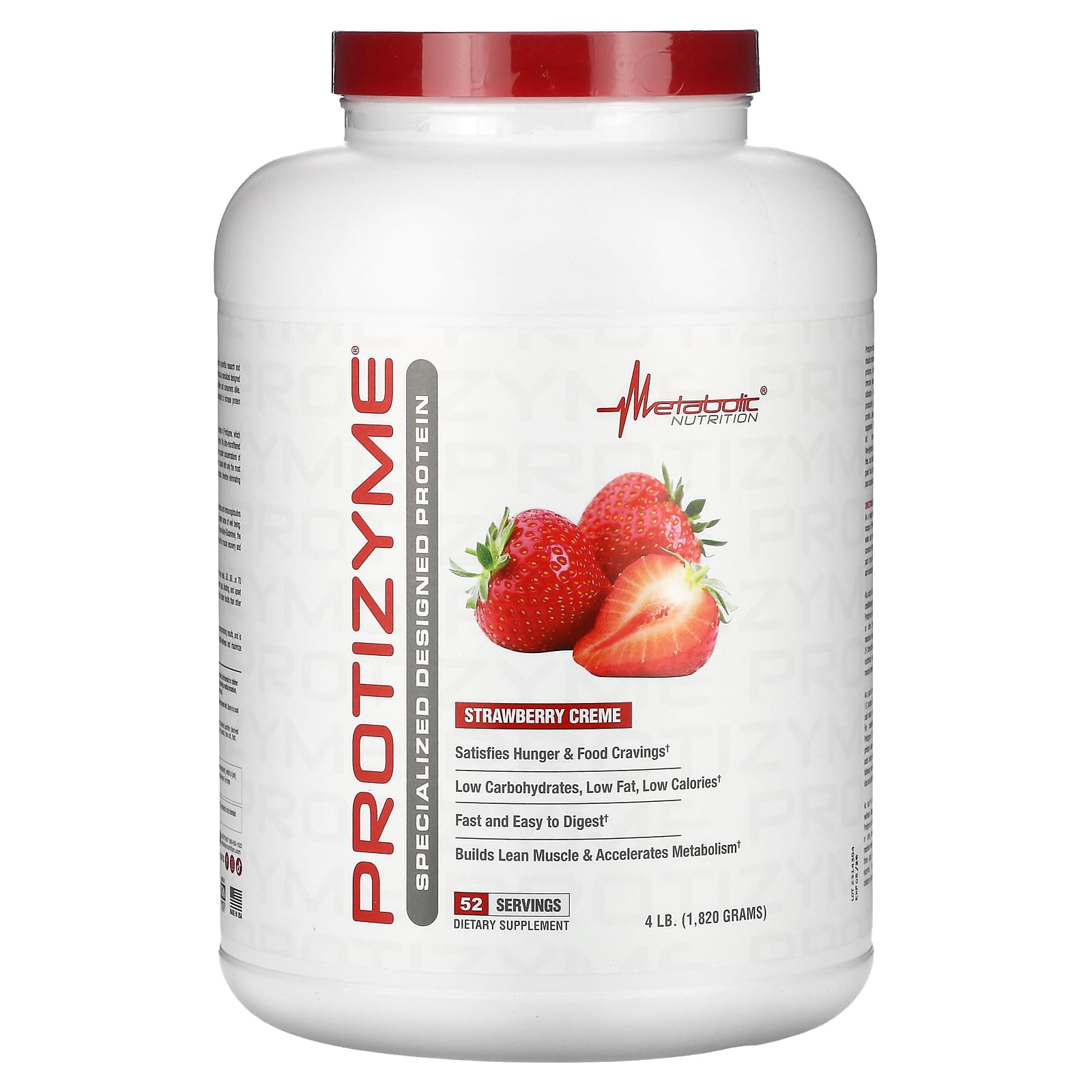 Metabolic Nutrition-Protizyme-Specialized Designed Protein-Strawberry Creme-4 lb (1,820 g)