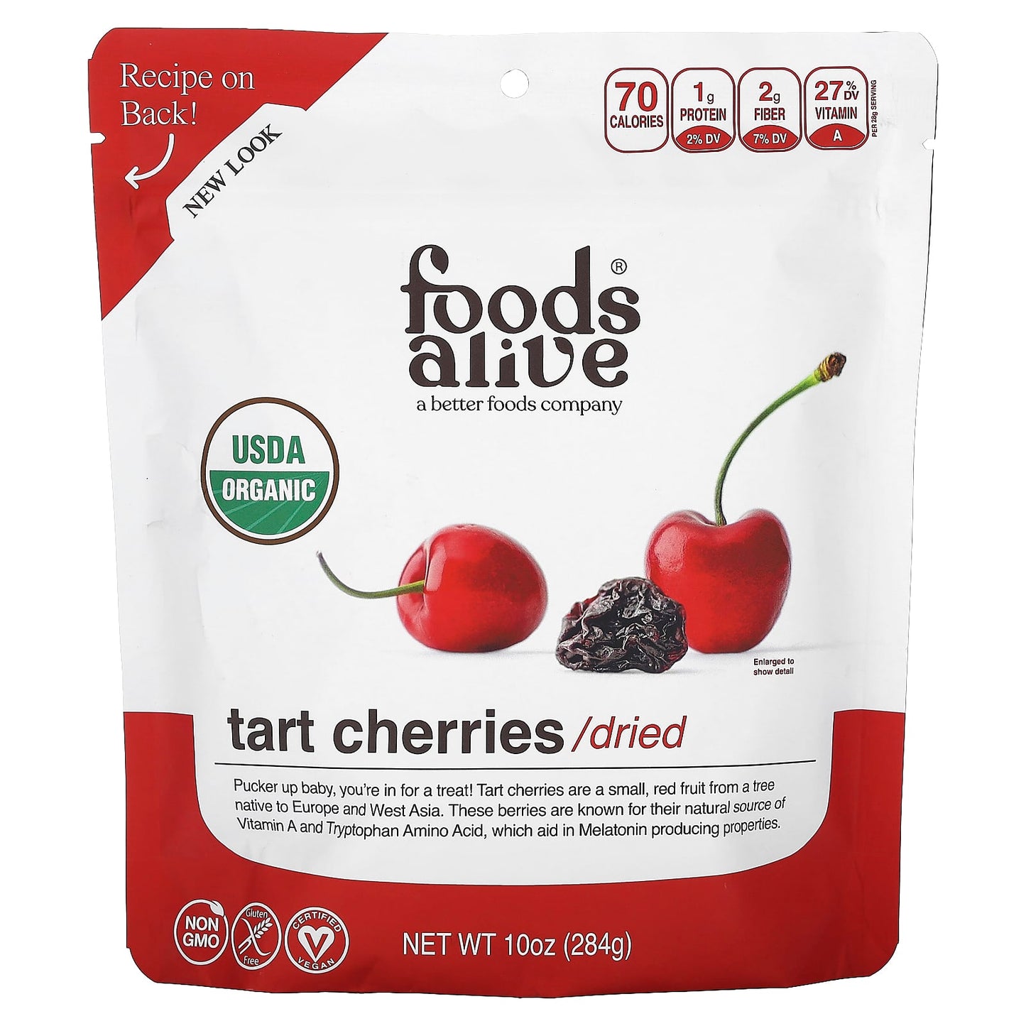 Foods Alive-Organic Tart Cherries-Dried-10 oz (284 g)