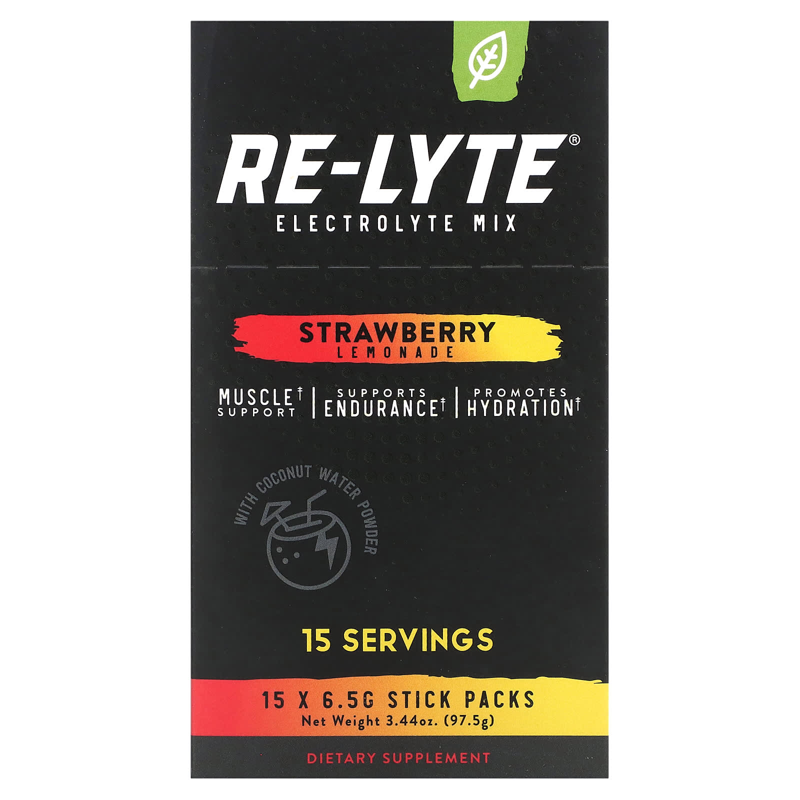 Redmond Trading Company-Re-Lyte-Electrolyte Mix-Strawberry Lemonade-15 Stick Packs-0.23 oz (6.5 g) Each