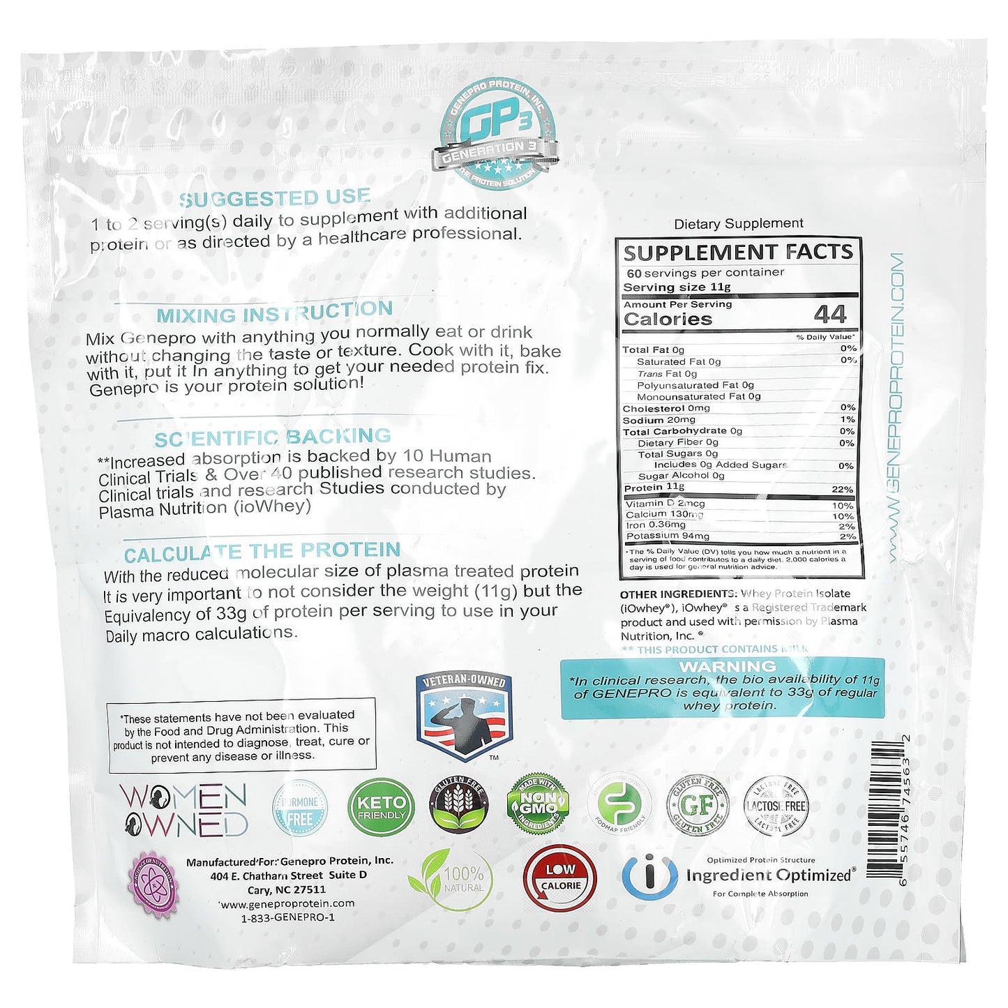 GENEPRO, The Protein Solution, Unflavored, 660 g