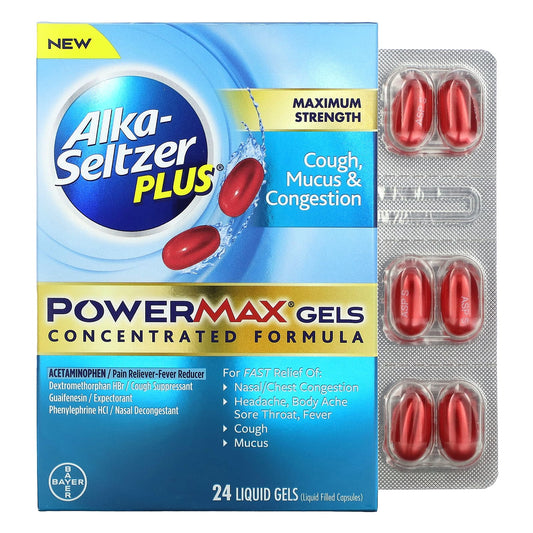 Alka-Seltzer Plus-Cough-Mucus & Congestion PowerMax Gels-Maximum Strength-24 Liquid Gels