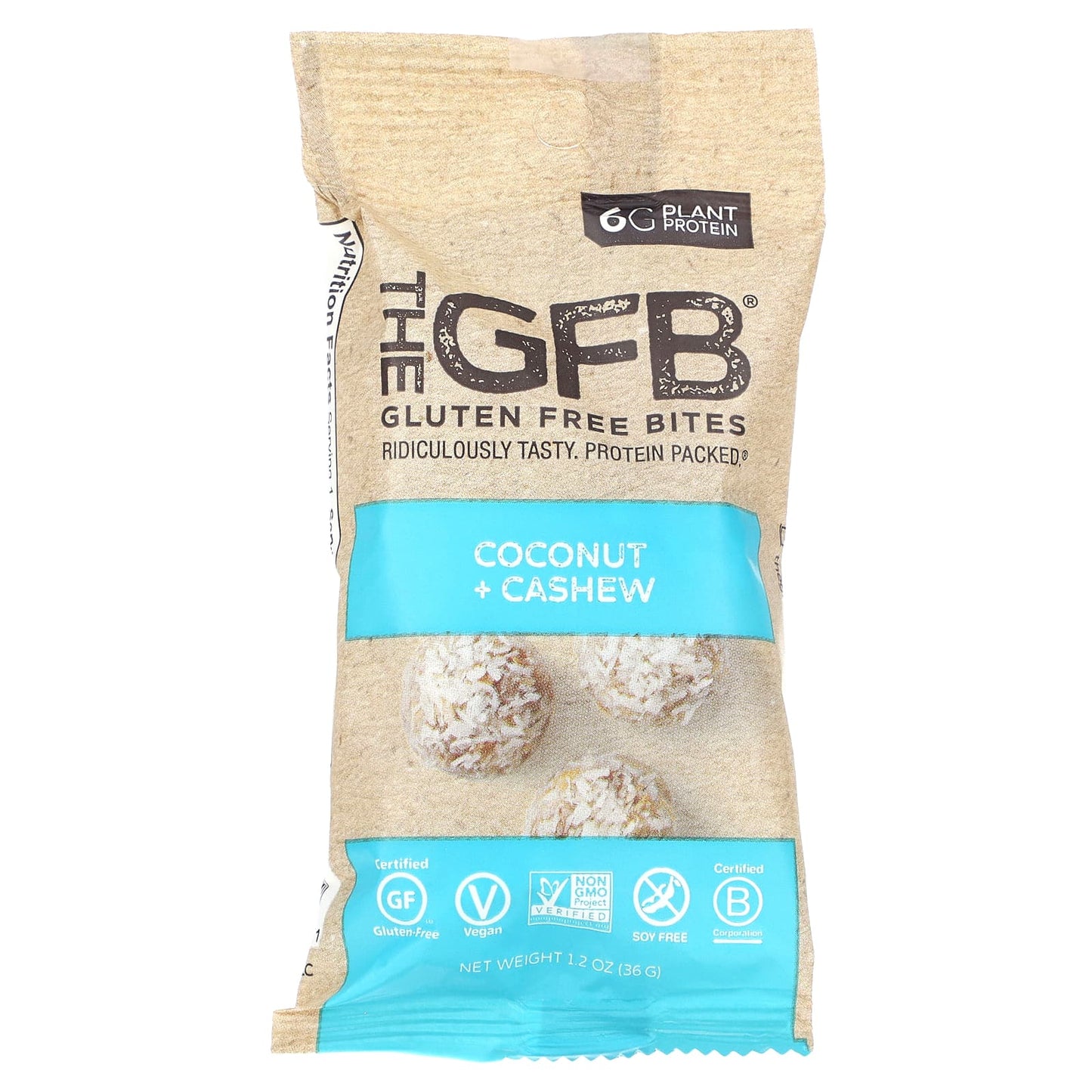 The GFB, Gluten Free Bites, Coconut + Cashew, 10 Packs, 1.2 oz (36 g) Each