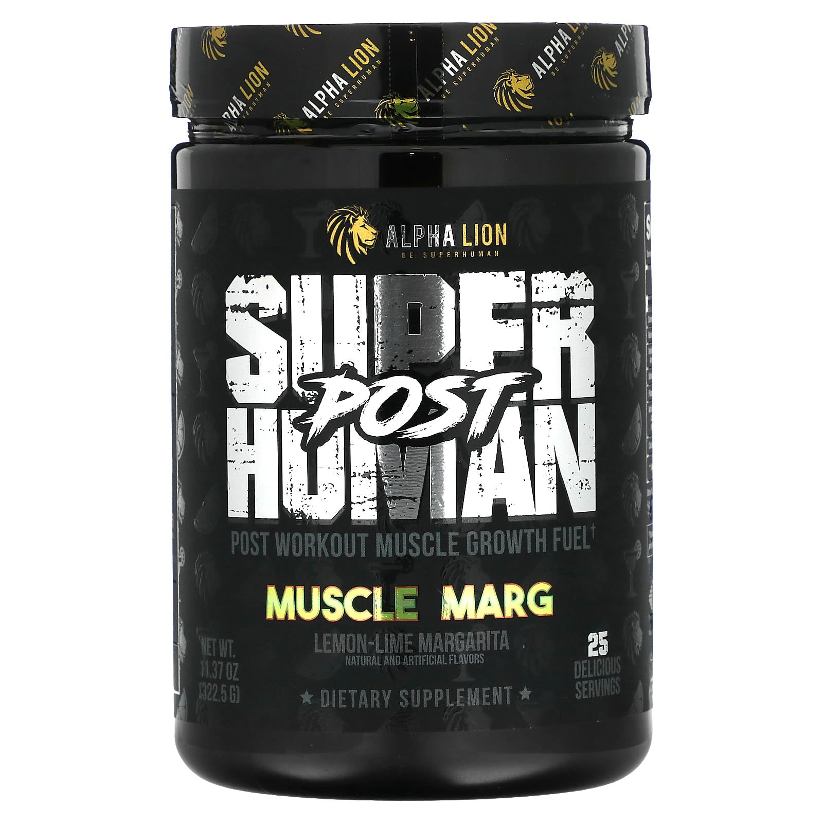 ALPHA LION-SuperHuman Post-Muscle Marg-Lemon-Lime Margarita-11.37 oz (322.5 g)