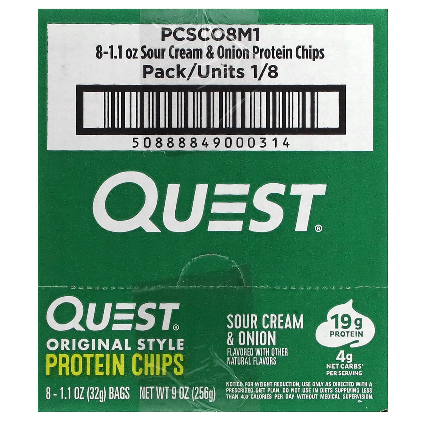 Quest Nutrition, Original Style Protein Chips, Sour Cream & Onion, 8 Bags, 1.1 oz (32 g) Each