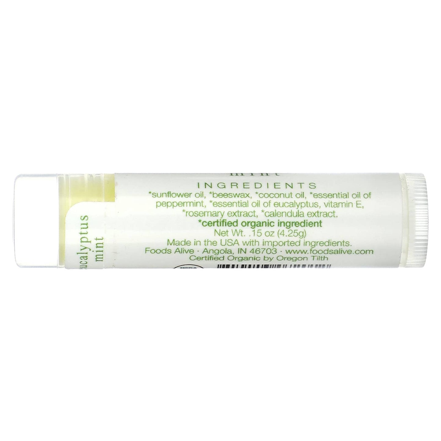 Foods Alive, Lip Balm, Eucalyptus Mint, 0.15 oz (4.25 g)