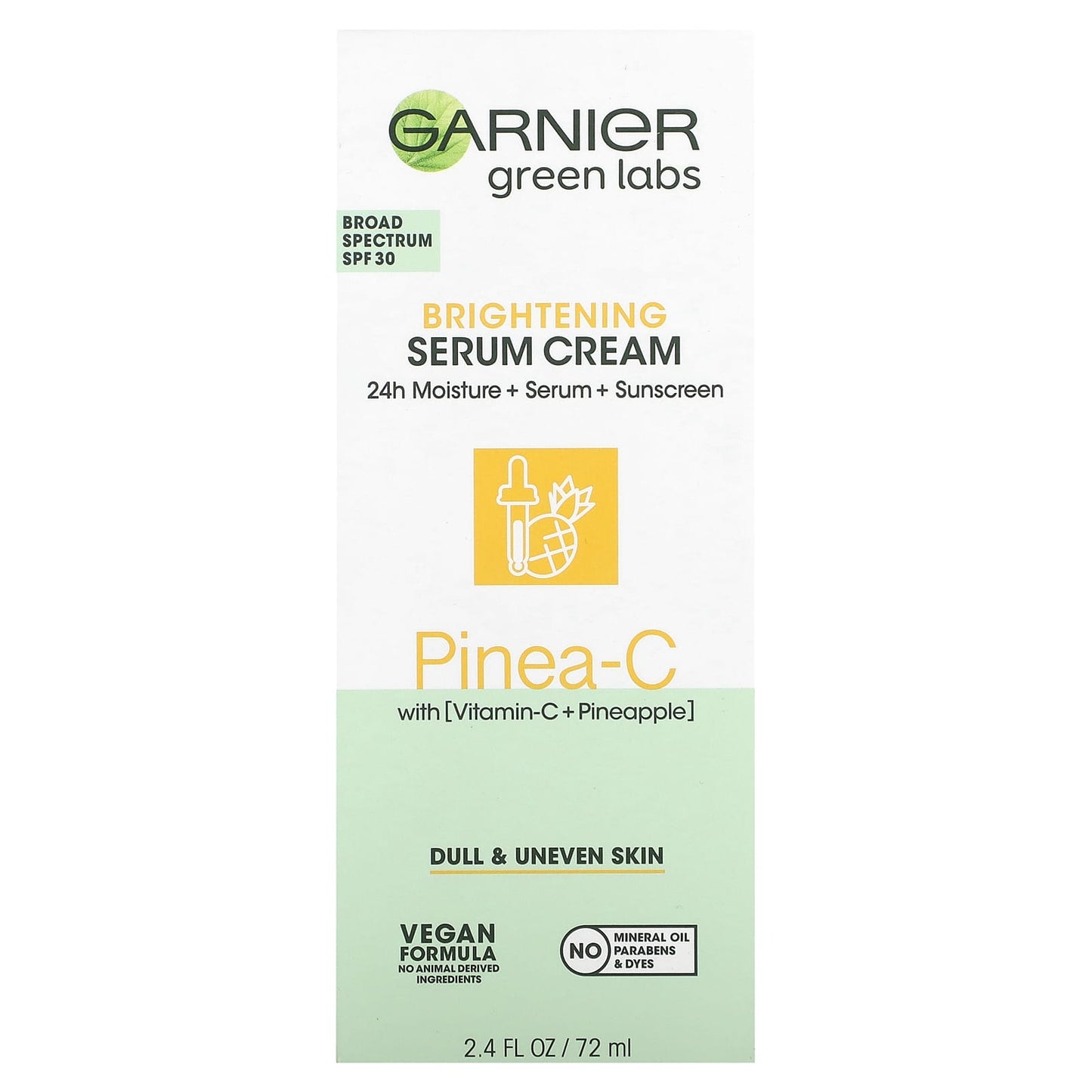 Garnier, Green Labs, Pinea-C Brightening Serum Cream, Broad Spectrum SPF 30, 2.4 fl oz (72 ml)