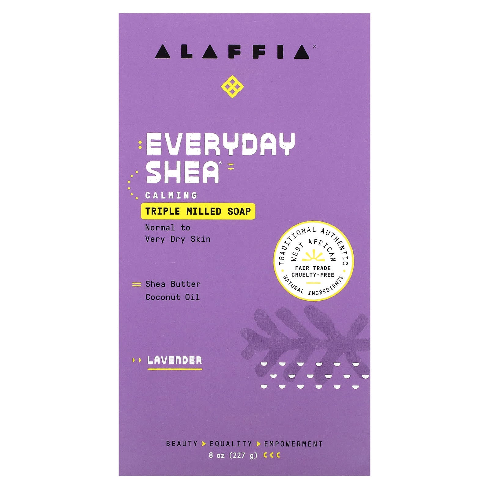 Alaffia-Everyday Shea -Triple Milled Soap Bar-Lavender-8 oz (227 g)