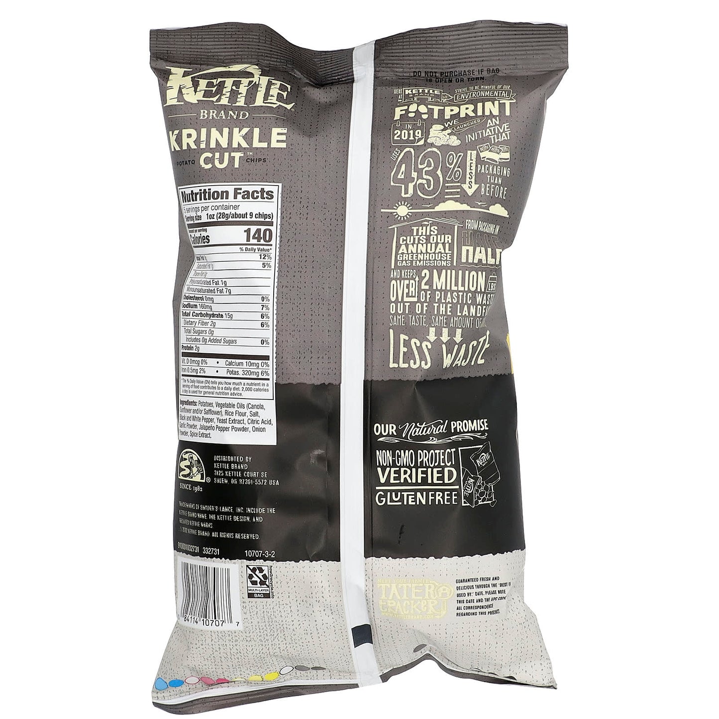 Kettle Foods, Krinkle Cut Potato Chips, Salt & Fresh Ground Pepper, 5 oz (141 g)