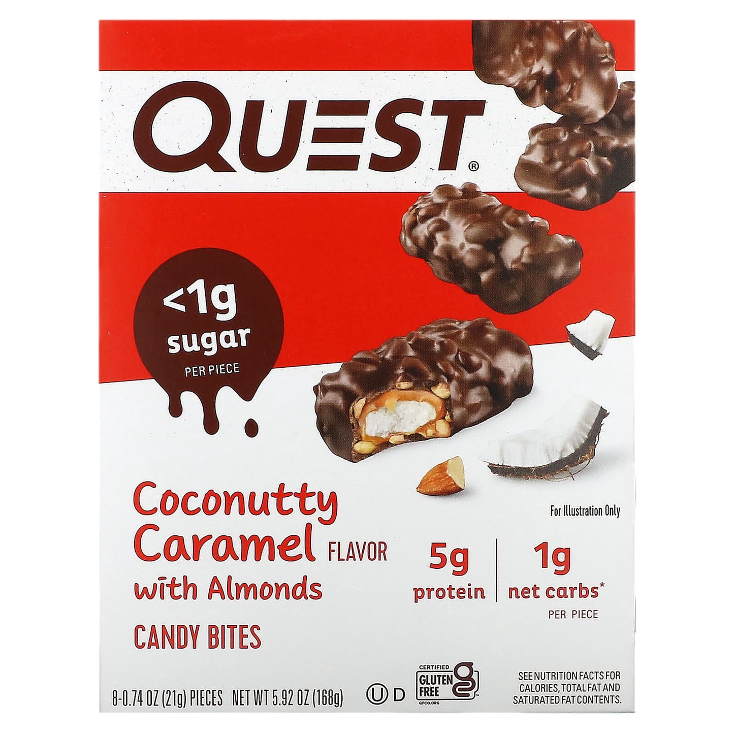 Quest Nutrition-Candy Bites-Coconutty Caramel with Almonds-8 Pieces-0.74 oz (21 g ) Each