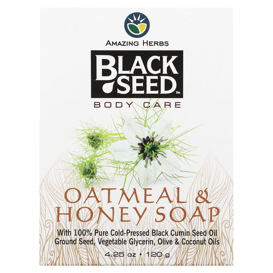 Amazing Herbs-Black Seed-Oatmeal & Honey Bar Soap-4.25 oz (120 g)