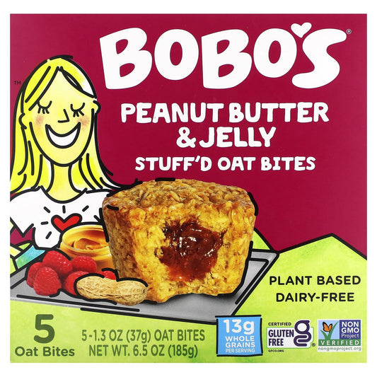 Bobo's Oat Bars-Stuff'd Oat Bites-Peanut Butter & Jelly-5 Bites-1.3 oz (37 g) Each