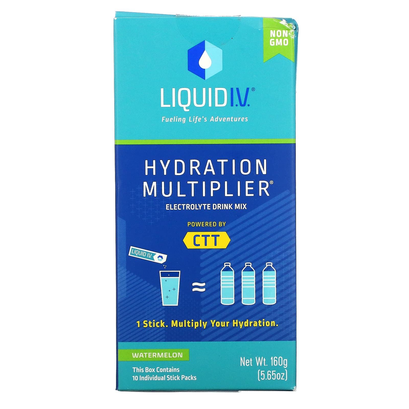 Liquid I.V.-Hydration Multiplier-Electrolyte Drink Mix-Watermelon-10 Individual Stick Packs-0.56 oz (16 g) Each