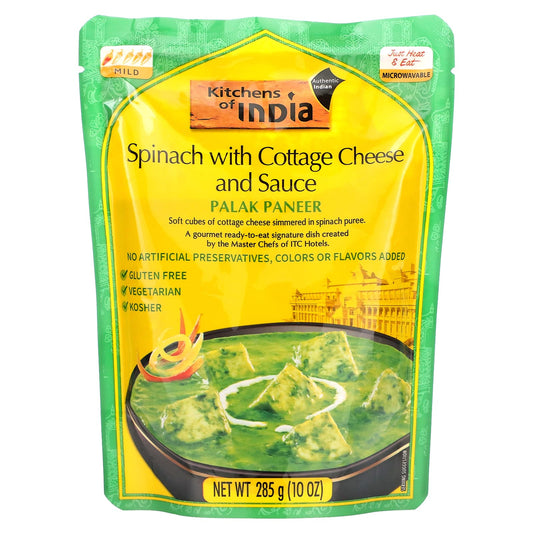 Kitchens of India-Palak Paneer-Spinach with Cottage Cheese and Sauce-Mild-10 oz (285 g)