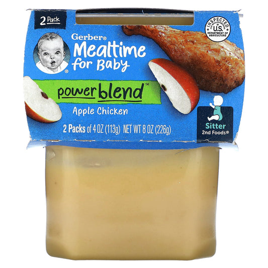 Gerber-Mealtime for Baby-PowerBlend-2nd Foods-Apple Chicken-2 Pack-4 oz (113 g) Each