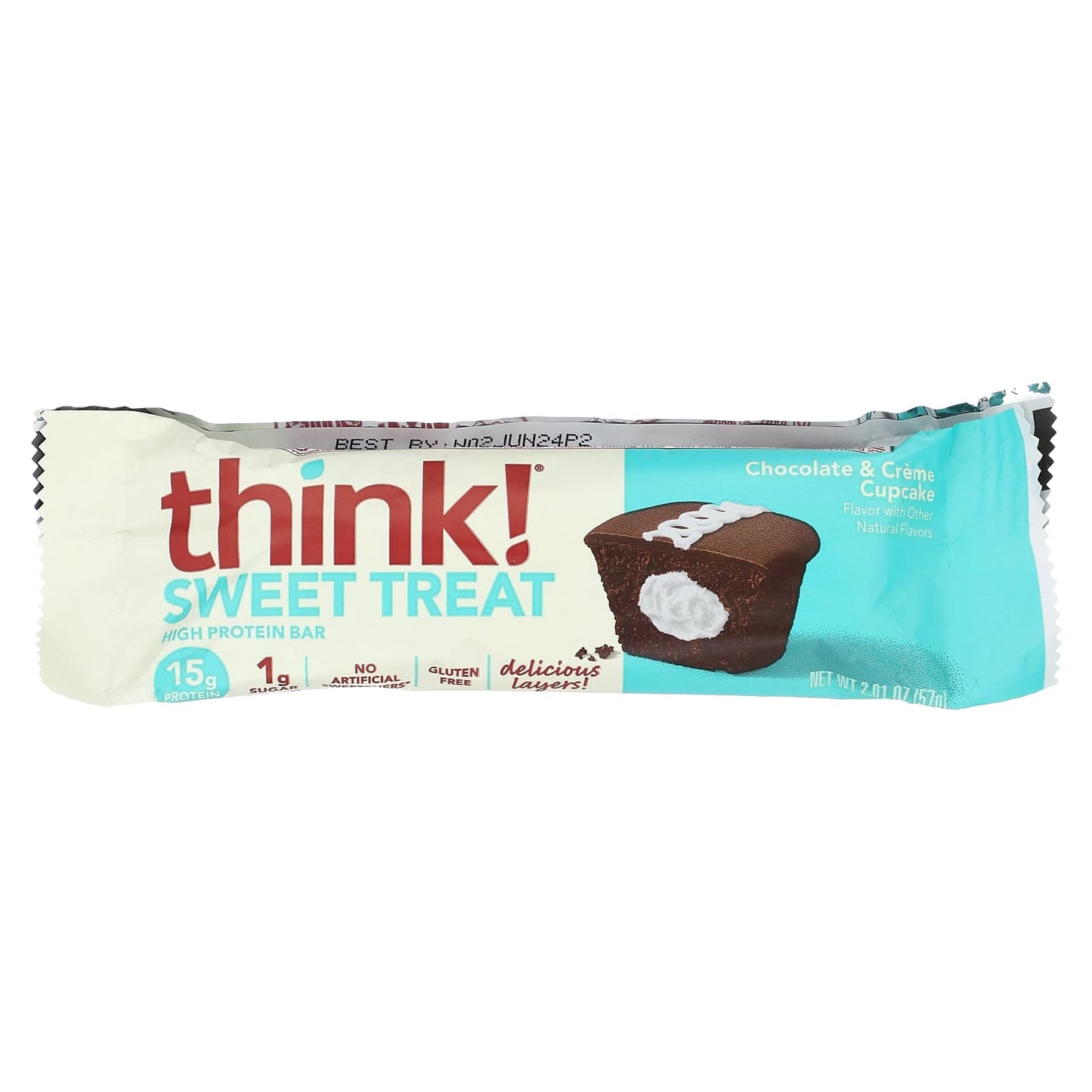 Think !, Sweet Treat High Protein Bar,  Chocolate & Creme Cupcake, 10 Bars, 2.01 oz (57 g) Each