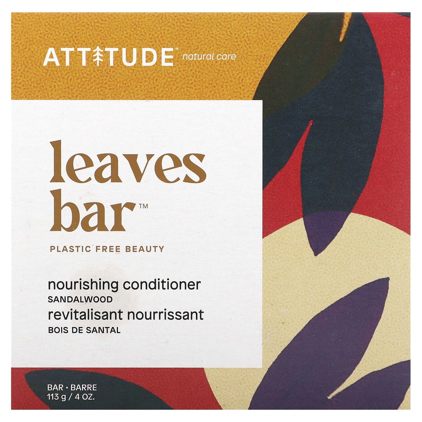 ATTITUDE-Leaves Bar-Nourishing Conditioner Bar-Sandalwood-4 oz (113 g)