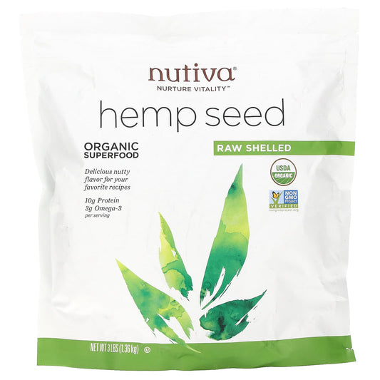 Nutiva-Organic Superfood-Raw Shelled Hempseed-3 lbs (1.36 kg)