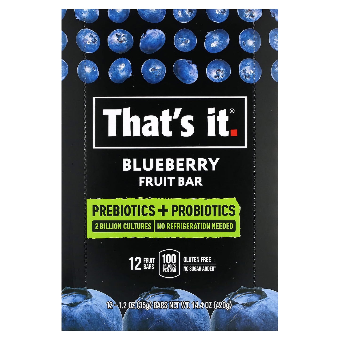 That's It-Prebiotics + Probiotics Fruit Bar-Blueberry-12 Bars-1.2 oz (35 g) Each