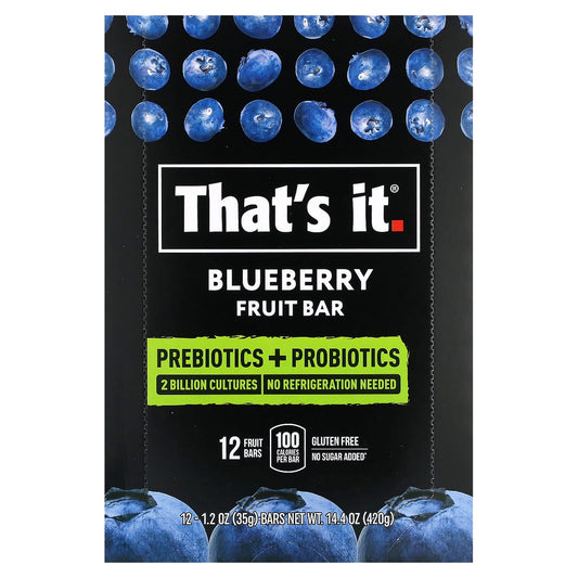 That's It-Prebiotics + Probiotics Fruit Bar-Blueberry-12 Bars-1.2 oz (35 g) Each