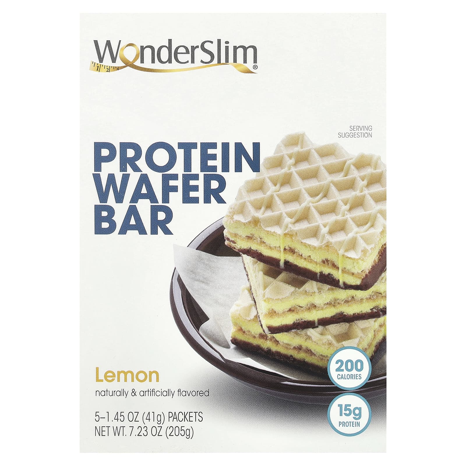 WonderSlim-Protein Wafer Bar-Lemon-5 Packets-1.45 oz (41 g) Each