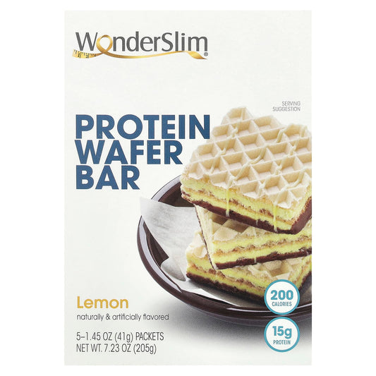 WonderSlim-Protein Wafer Bar-Lemon-5 Packets-1.45 oz (41 g) Each