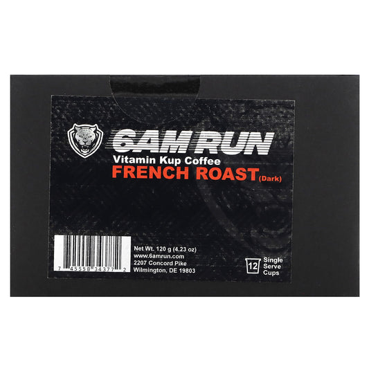 6AM Run-Vitamin Kup Coffee-French Roast-Dark-12 Single Serve Cups-4.23 oz (120 g)