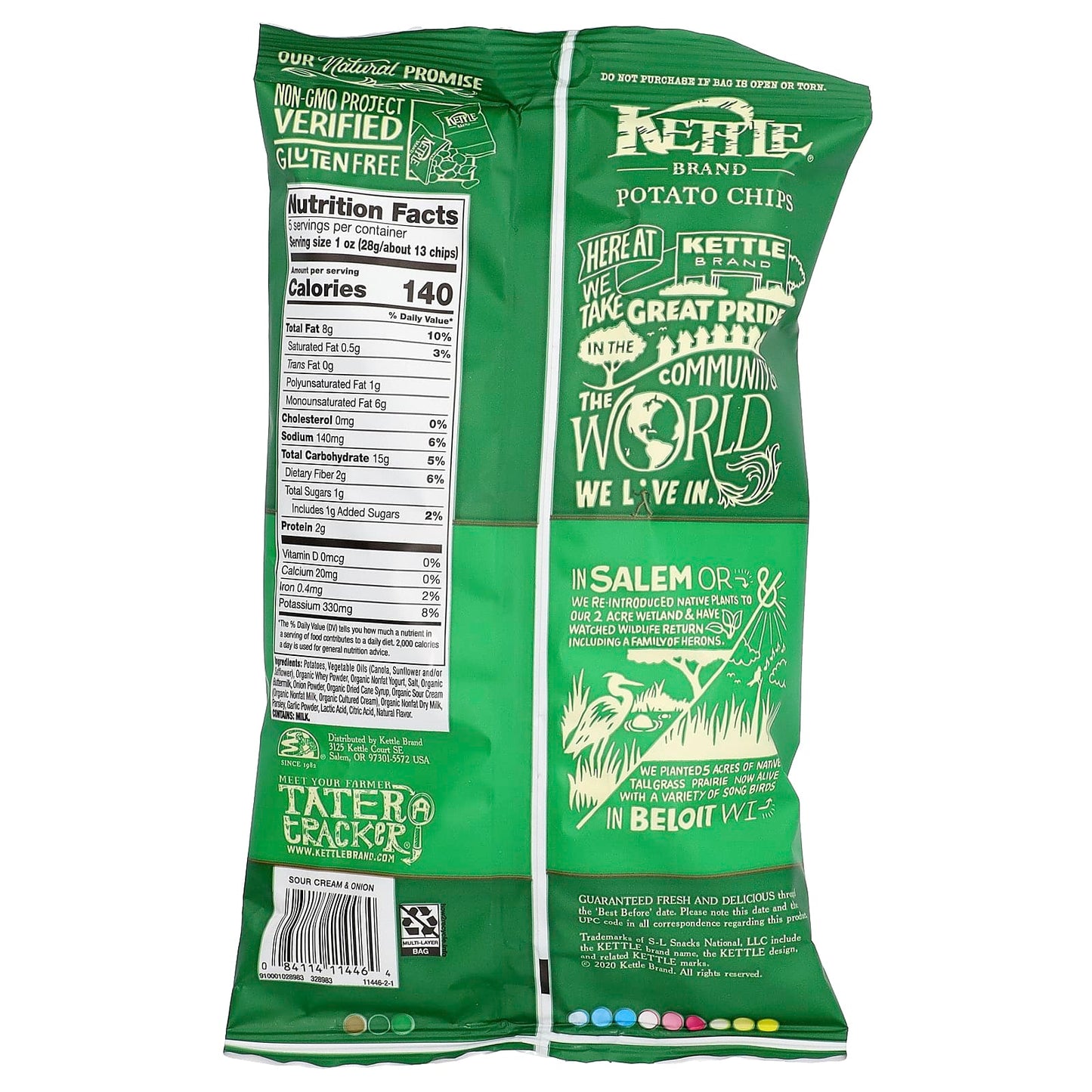 Kettle Foods, Potato Chips, Sour Cream And Onion, 5 oz (141 g)