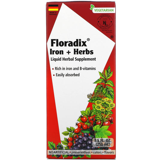 Gaia Herbs-Floradix-Iron + Herbs-Liquid Herbal Supplement-8.5 fl oz (250 ml)