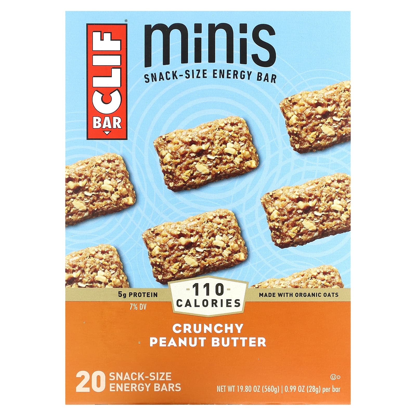 Clif Bar-Minis-Snack-Size Energy Bar-Crunchy Peanut Butter-20 Bars-0.99 oz (28 g) Each