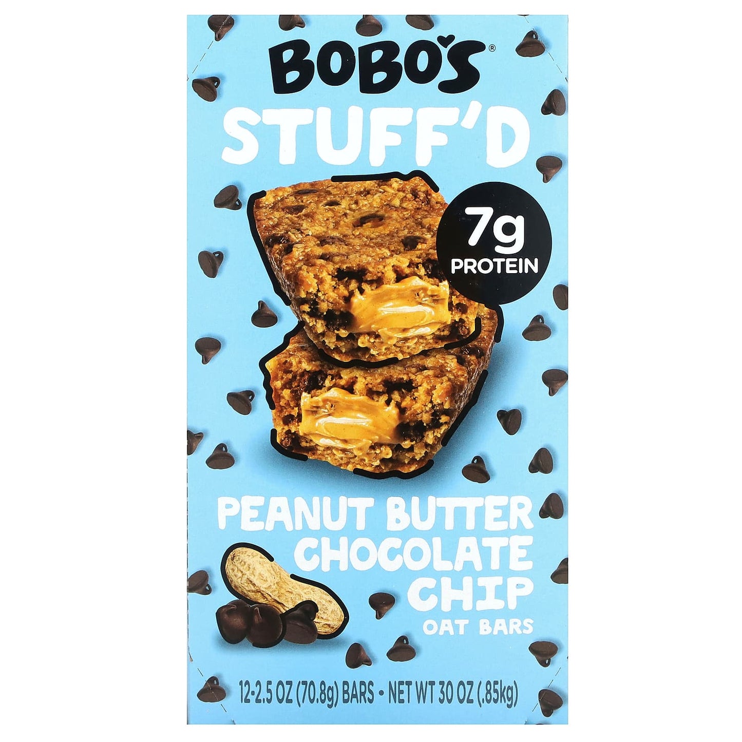 Bobo's Oat Bars-Stuff'd Oat Bars-Peanut Butter Chocolate Chip-12 Bars-2.5 oz (70.8 g) Each