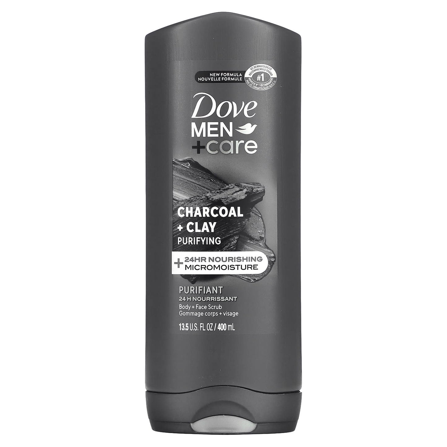 Dove-Men+Care-Purifying-Body and Face Scrub -Charcoal + Clay-13.5 fl oz (400 ml)