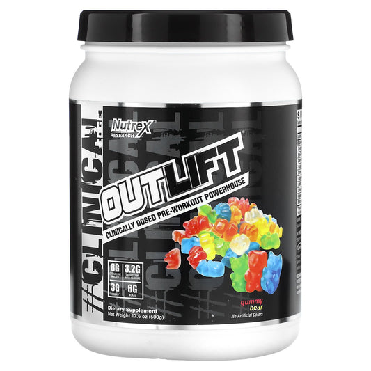 Nutrex Research-Outlift-Clinically Dosed Pre-Workout Powerhouse-Gummy Bear-17.6 oz (500 g)