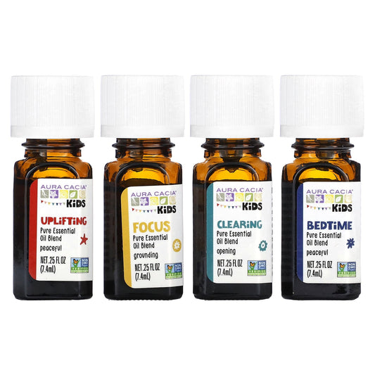 Aura Cacia-Kids-Essential Oil Blends-4 Bottles-0.25 fl oz (7.4 ml)