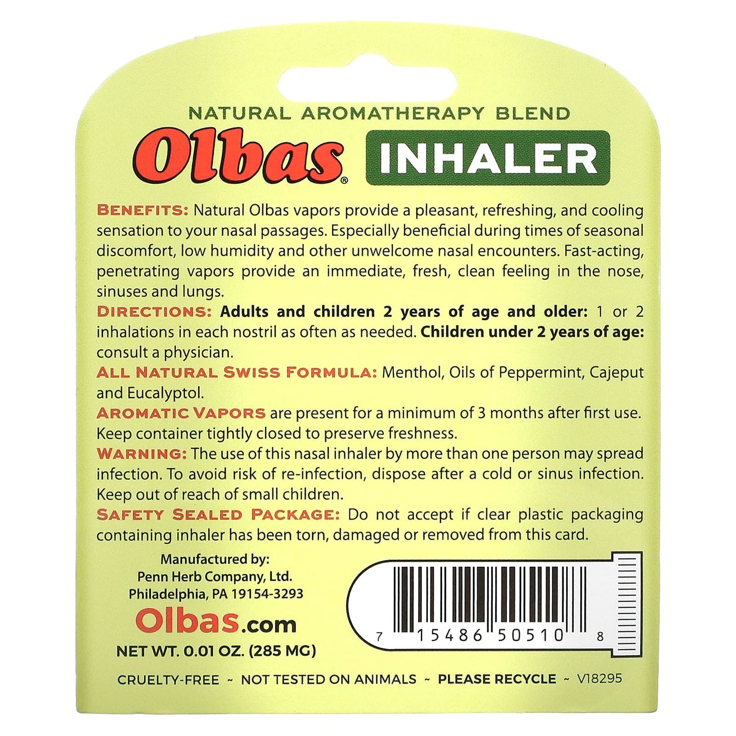 Olbas Therapeutic, Inhaler, 0.01 oz (285 mg)