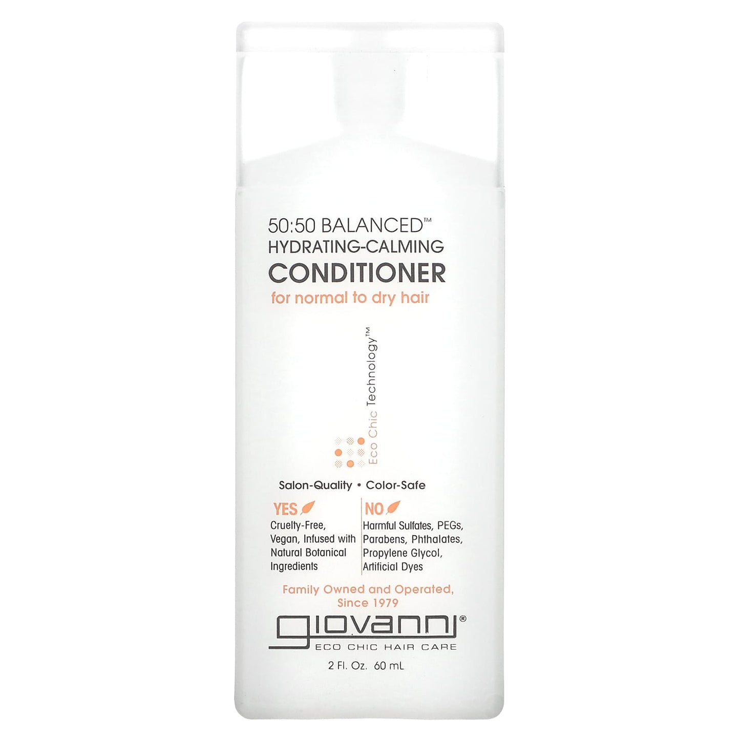 Giovanni-50:50 Balanced-Hydrating-Calming Conditioner-For Normal to Dry Hair-2 fl oz (60 ml)