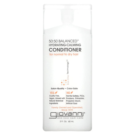 Giovanni-50:50 Balanced-Hydrating-Calming Conditioner-For Normal to Dry Hair-2 fl oz (60 ml)